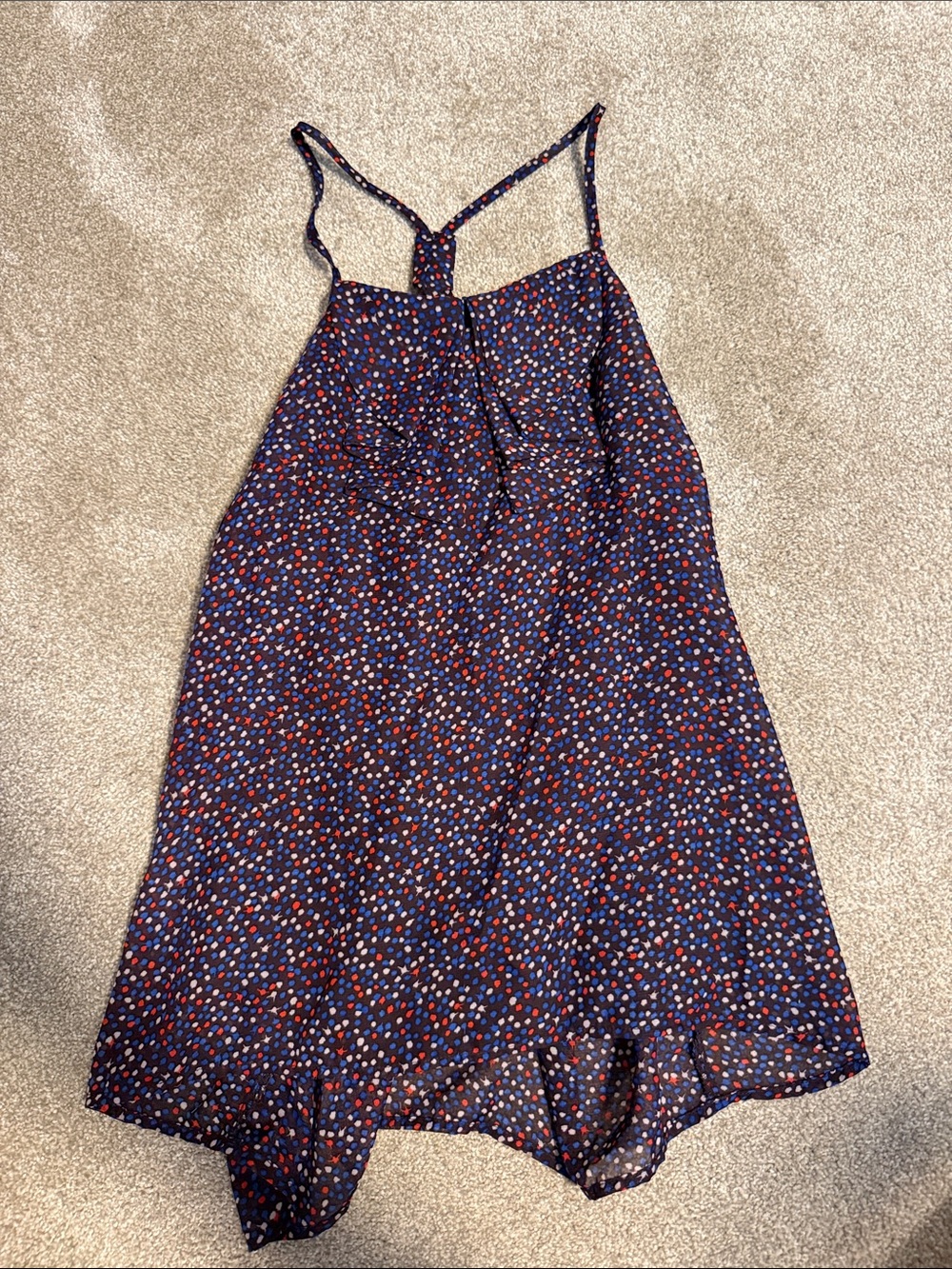 Xhilaration Navy Top with Red and White Dot Print